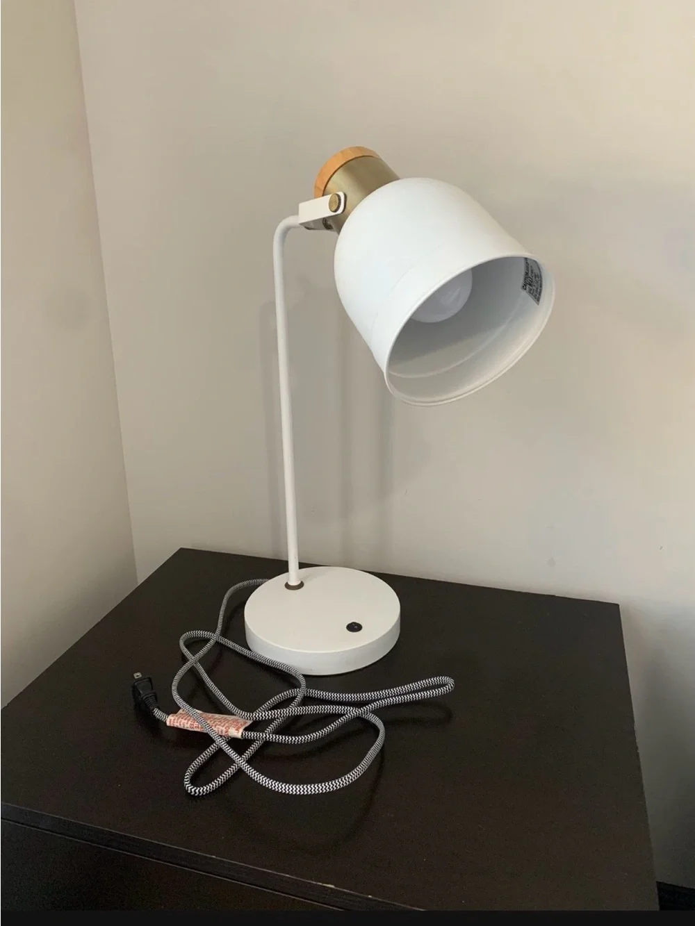 White Desk Lamp with Wood Accent